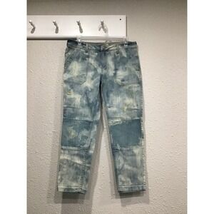 Free People Distressed Acid Wash Carpenter Jeans Women's 28 Cropped Utility Y2K